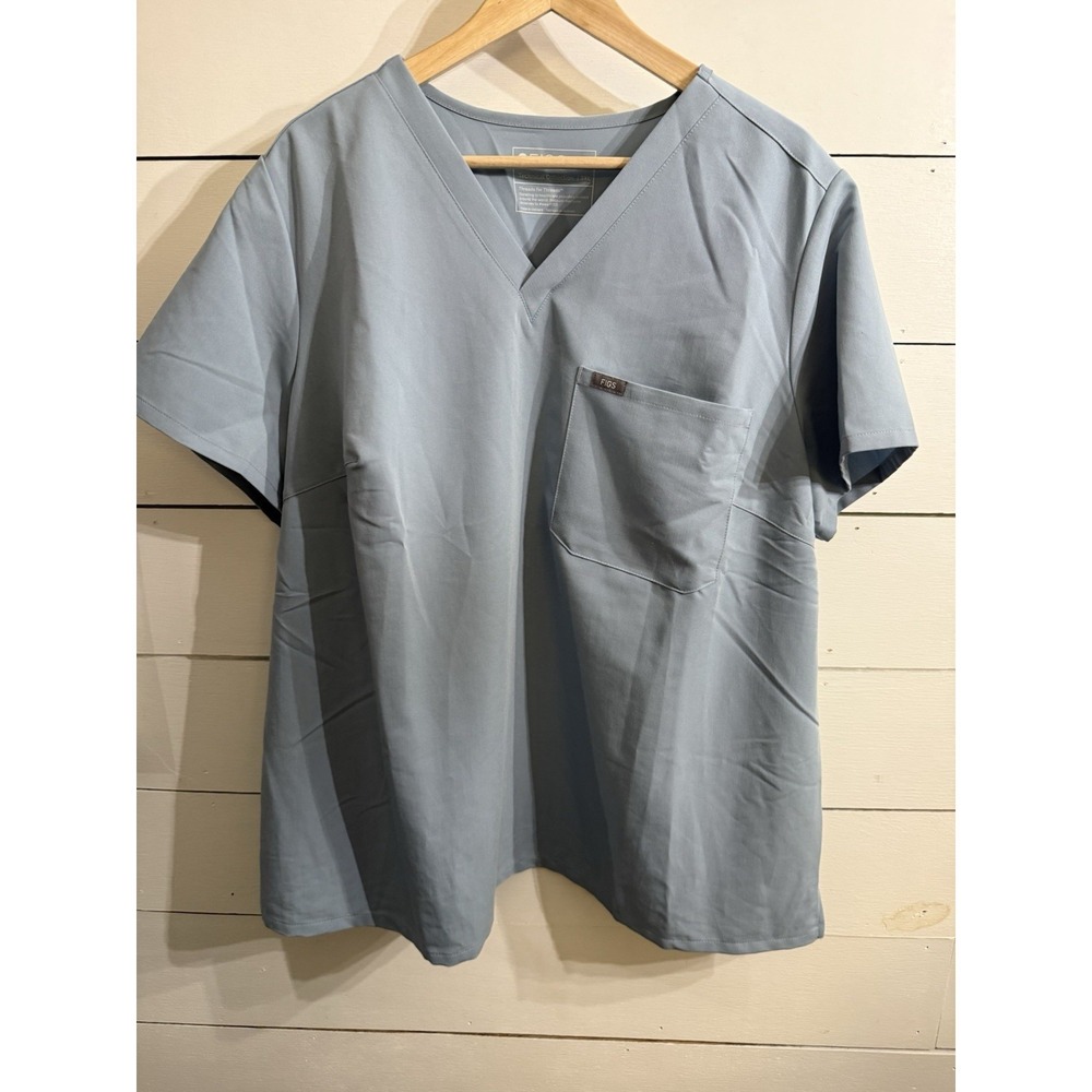 Figs Catarina Technical Collection Scrub Top Women 3X Dusty Blue Medical Nurse